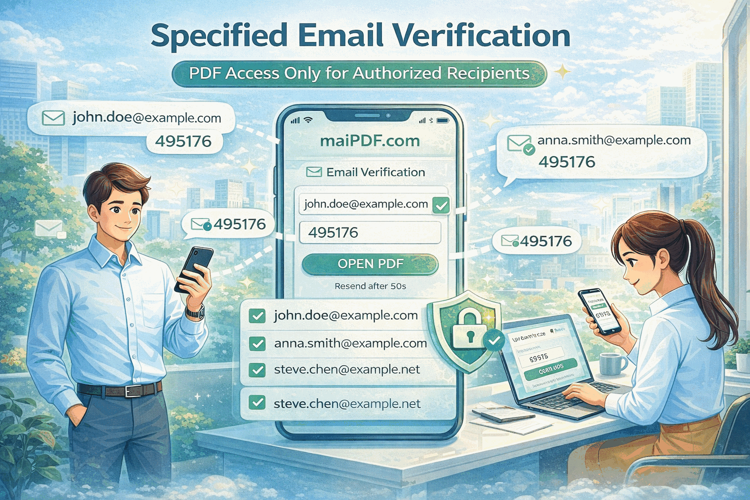 Email verification — only specified people receive the code